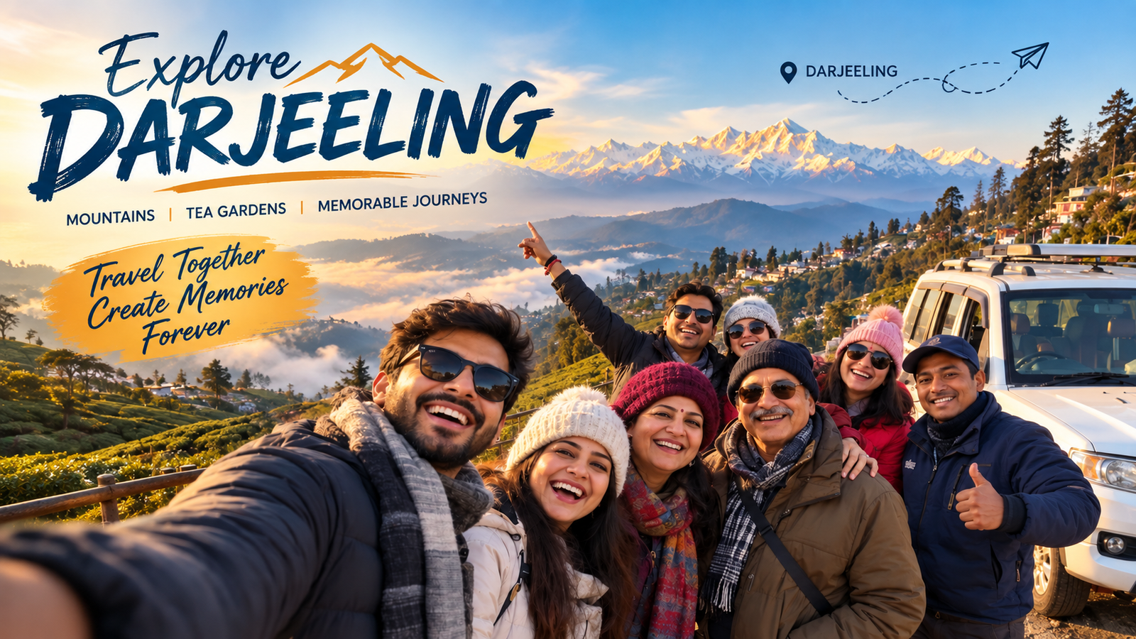 Travellers enjoying the Darjeeling hills with Hope Tourism